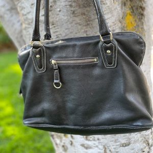 Roots black leather satchel